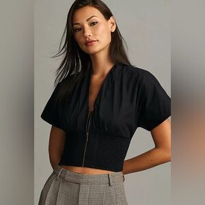 Maeve by Anthropologie Black Short Sleeve Top (XXS)